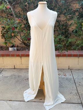 Glamorous Cream Maxi Slip Dress with Front Slit